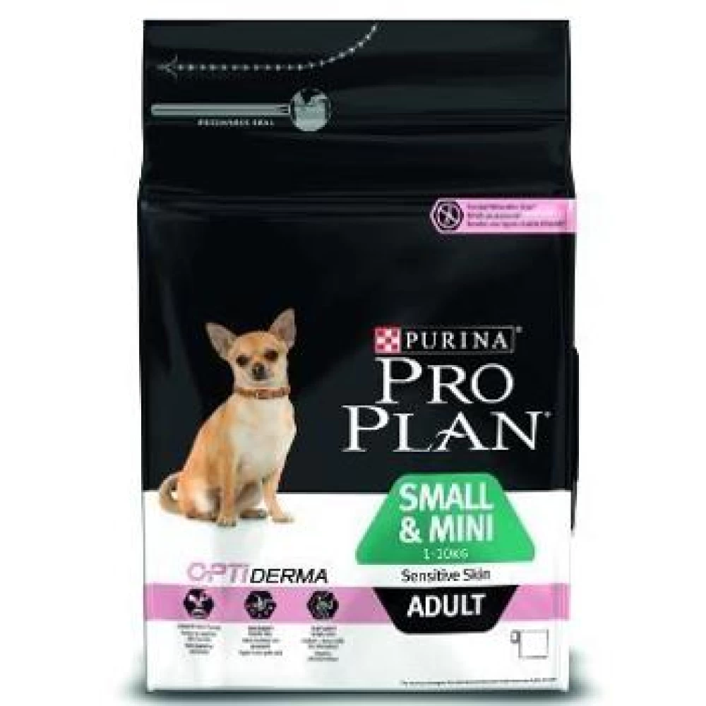 Pro Plan Adult Small & Mini Sensitive Skin cu Somon 3 kg, Hrană Uscată pentru caini