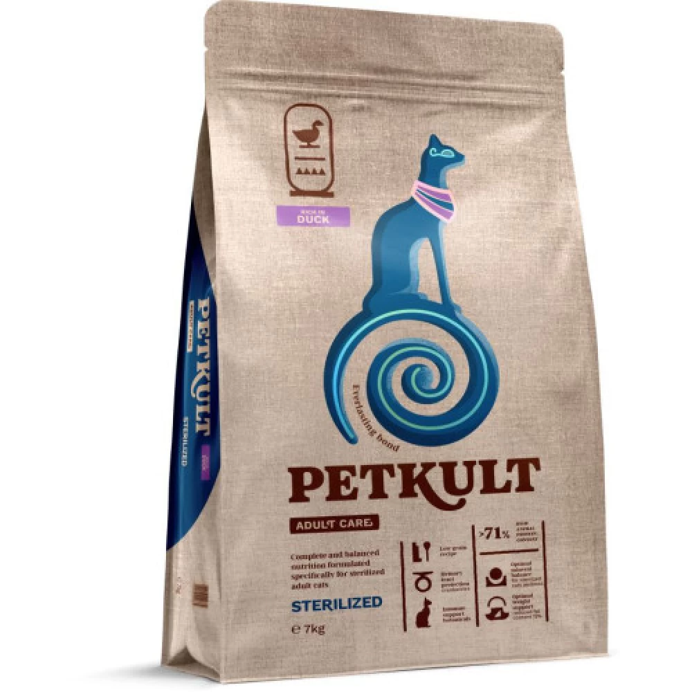 Petkult Cat Care Sterilized cu Rata 7Kg Hrana Uscata pentru Pisici